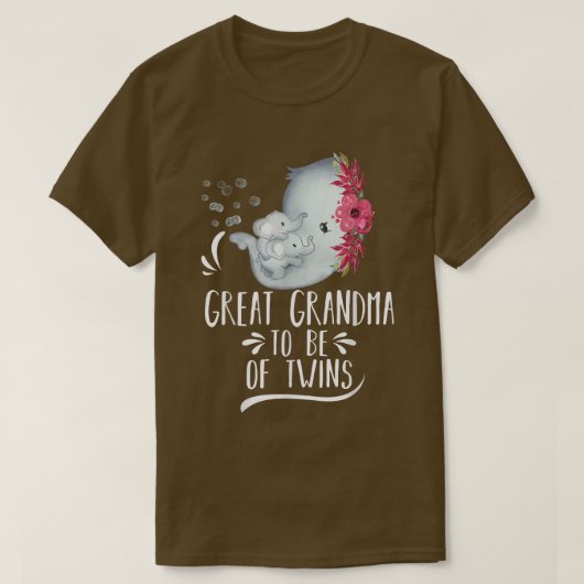 双子素晴らし象の赤ちゃんシャワーのおばあちゃん Tシャツ (デザイン正面)