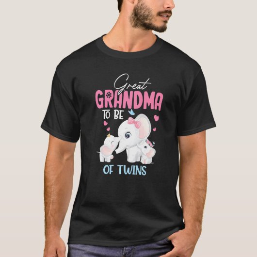 双子素晴らし象の赤ちゃんシャワーのおばあちゃん Tシャツ (正面)