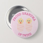 双子誇りを持ったの新おばあちゃんボタンピンク 缶バッジ (正面&裏面)