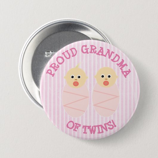 双子誇りを持ったの新おばあちゃんボタンピンク 缶バッジ (正面&裏面)
