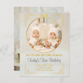 双子1歳の誕生日招待状 招待状 (正面/裏面)