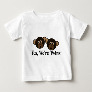 双子2匹の少年ザル ベビーTシャツ