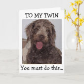 双子=あなたには「必ず」ハッピーバースデーがPUPと言う カード (黄色い花)