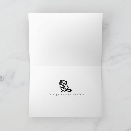 双子 – おめでとう – 妊娠 – ボノボ カード (内部)