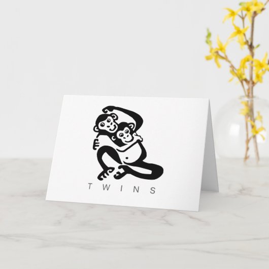双子 – おめでとう – 妊娠 – ボノボ カード (黄色い花)