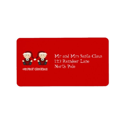 双子:カスタマイズ可能な当社の初めてのクリスマス ラベル (正面)