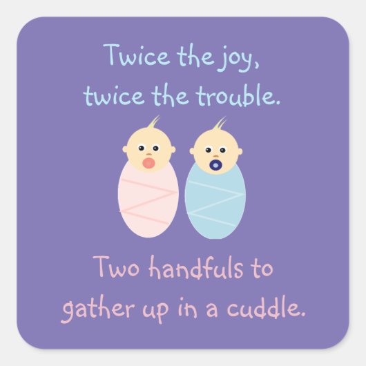 双子=喜びの二倍 スクエアシール (正面)
