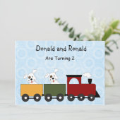 双子(子犬)バースデーパーティ招待状 招待状 (スタンド正面)