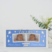 双子～男の子の出生告知 案内状 (スタンド正面)