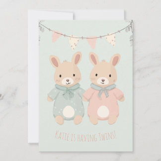 双子！ |男の子/女の子の赤ちゃんシャワー招待状 招待状