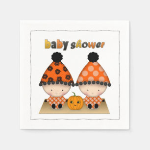 双子 秋 紅葉 ハロウィン ベビーシャワー スタンダードカクテルナプキン
