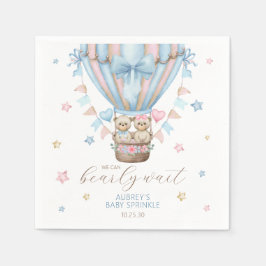 双子 赤ちゃんの お祝い にぴったりな We Can Bearly Wait Boy Girl Tw スタンダードカクテルナプキン
