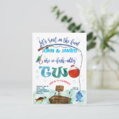 双子O-fish-ally魚釣りをテーマにした2回目の誕生日 インビテーションポストカード (スタンド正面)