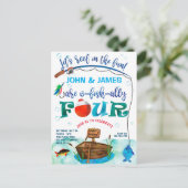 双子O-fish-ally魚釣りをテーマにした4thbirthday インビテーションポストカード (スタンド正面)