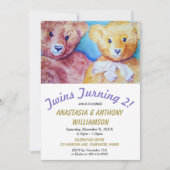 双子TEDDY BEARSパーティの招待状 招待状 (正面)