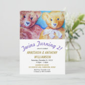 双子TEDDY BEARSパーティの招待状 招待状 (スタンド正面)