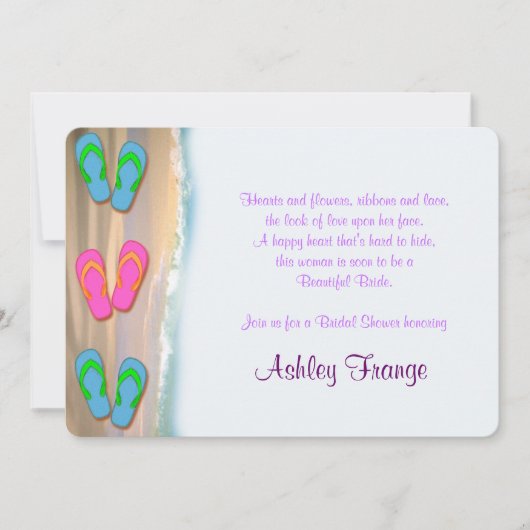 双安定回路のビーチのブライダルシャワー 招待状 (正面)