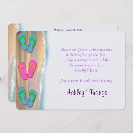 双安定回路のビーチのブライダルシャワー 招待状 (正面/裏面)