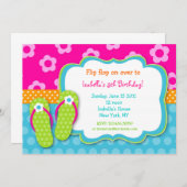 双安定回路のルアウ(ハワイ式宴会)のプールを囲んでのパーティの誕生日Invitaitons 招待状 (正面/裏面)