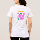 双対性と好奇心 – ジェミニ〔占星術の〕十二宮図標識 トライブレンドTシャツ (裏面)