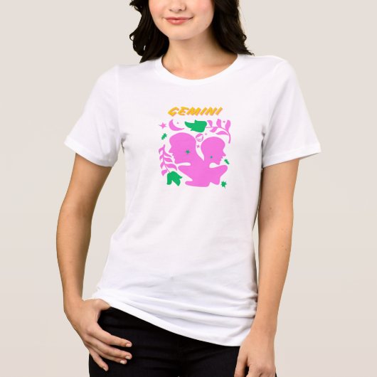 双対性と好奇心 – ジェミニ〔占星術の〕十二宮図標識 トライブレンドTシャツ (正面)