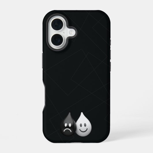 双対性ドロップ – 幸せと悲しいミニマリストの感情 iPhone 16ケース (裏面)