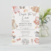 双愛の女の子ツインズ ピンク 仮想ベビーシャワー 招待状 (スタンド正面)