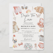 双愛の女の子ツインズ ピンク 仮想ベビーシャワー 招待状 (正面)