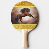 双方の上で育てているFriesianの茶色の馬 卓球ラケット (裏面)