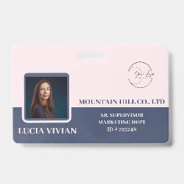 双方向カラースタイルネイビードライブルー従業員名 バッジ