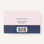 双方向カラースタイルネイビードライブルー従業員名 バッジ (裏面)