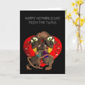 双生児からの幸せな母の日、対のネズミは抱き締めます カード (黄色い花)