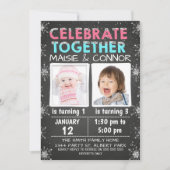 双生児か共同冬の誕生日の招待状 招待状 (正面)