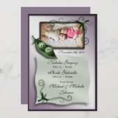 双生児のお知らせ内のエンドウ豆2 案内状 (正面/裏面)