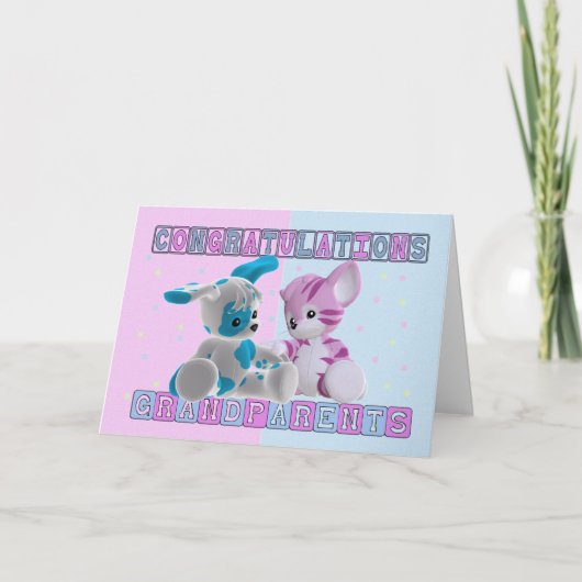 双生児のお祝いへの祖父母 カード (正面)