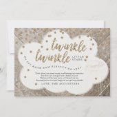 双生児のきらめきのきらめき少し星のベビーシャワー サンキューカード (正面)