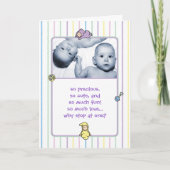 双生児のための誕生の発表 案内状 (正面)