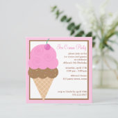 双生児のアイスクリームコーンの誕生会{2人の側面} 招待状 (スタンド正面)