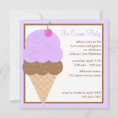 双生児のアイスクリームコーンの誕生会{2人の側面} 招待状 (裏面)