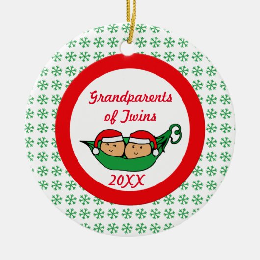 双生児のオーナメントの祖父母 セラミックオーナメント (正面)