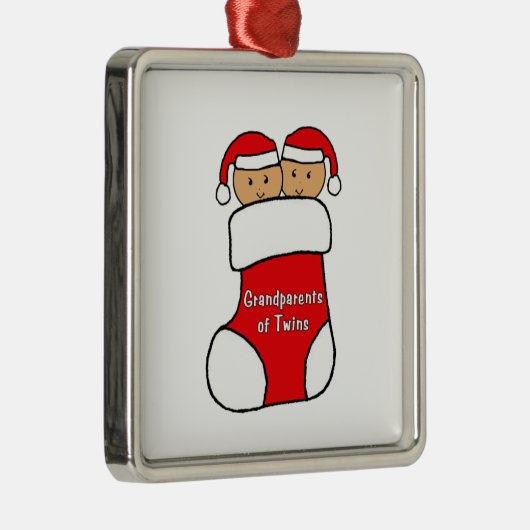 双生児のオーナメントの祖父母 メタルオーナメント (右)