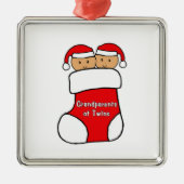 双生児のオーナメントの祖父母 メタルオーナメント (正面)