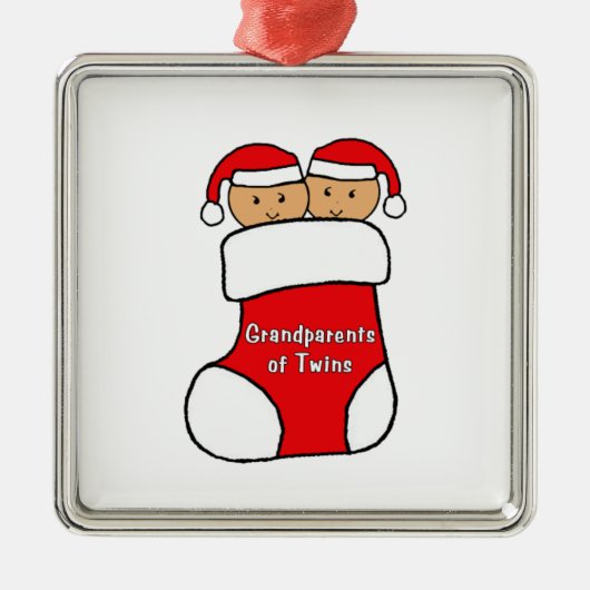 双生児のオーナメントの祖父母 メタルオーナメント (正面)