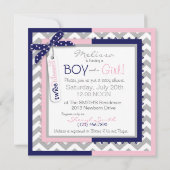 双生児のタイのチュチュのシェブロンのベビーシャワー 招待状 (裏面)