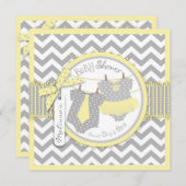 双生児のタイのチュチュのシェブロンのベビーシャワー 招待状 (正面/裏面)