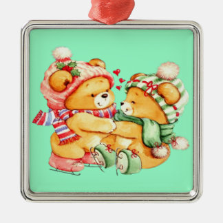 双生児のテディー・ベアのクリスマスのオーナメント(男の子か女の子またはg メタルオーナメント