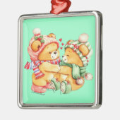 双生児のテディー・ベアのクリスマスのオーナメント(男の子か女の子またはg メタルオーナメント (左)