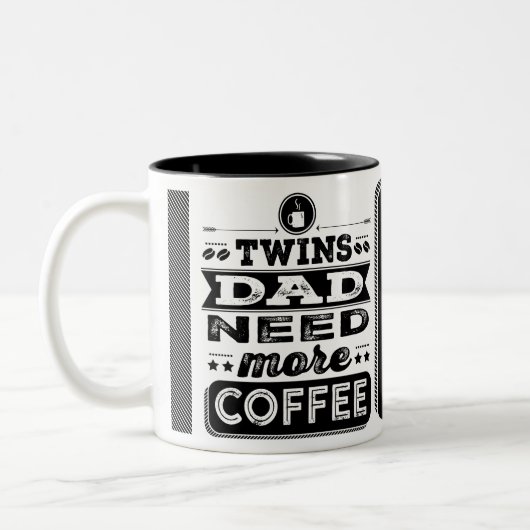 双生児のパパの必要性より多くのコーヒー(おもしろいな双生児のパパ) ツートーンマグカップ (左)