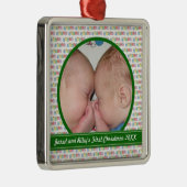 双生児のブロックの初めてのクリスマスのオーナメント メタルオーナメント (右)