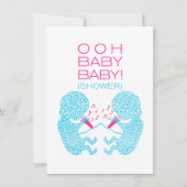 双生児のベビーシャワーの招待状の双生児の男の子 招待状 (正面)